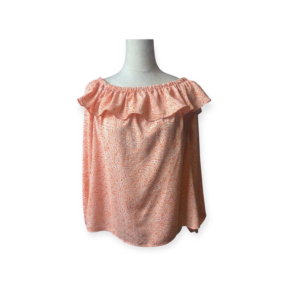 Michael Kors orange print top with ruffle  size large